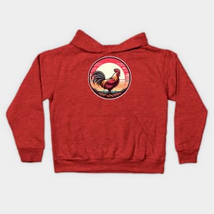 Rooster with sunrise Kids Hoodie